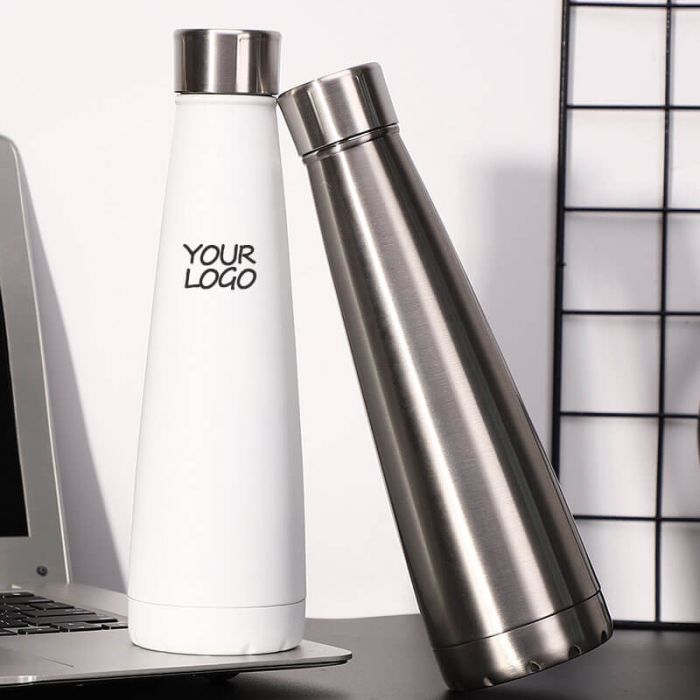 Just Do Thermal Bottles for Hot and Cold,15oz Water Bottle with Cup, Stainless Steel Vacuum Insulated Water Bottle Eco Friendly (White)